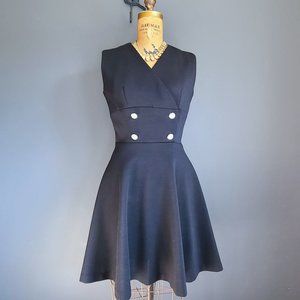 60's Black and Rhinestone Button Mod Party Dress by Jonathan Logan